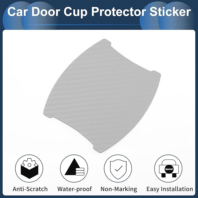 3D Car Door Handle Scratch Protector, 84x94mm Removable Magnetic Car Door Handle Protective Film Silver Tone, 4 Pcs