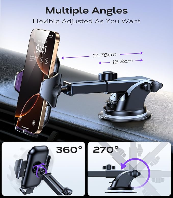 VICSEED [True Strongest Suction] [Rally Racing-Grade Stability] Phone Holders for Your Car 2025 Upgraded Car Phone Holder Mount Truck Stand Cradle for iPhone Samsung All Phones, Purple