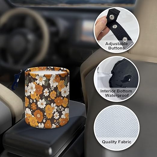 Brosoneto Collapsible Floral Trash Can - Accessories for Cars, Camping & Family Gatherings, Easy to Clean