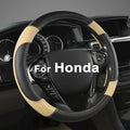 GIANT PANDA Microfiber Leather Steering Wheel Cover for Honda Accord,Civic,CR-V,HR-V,Pilot(Diamond-Pattern-Black+Beige-Standard Size)