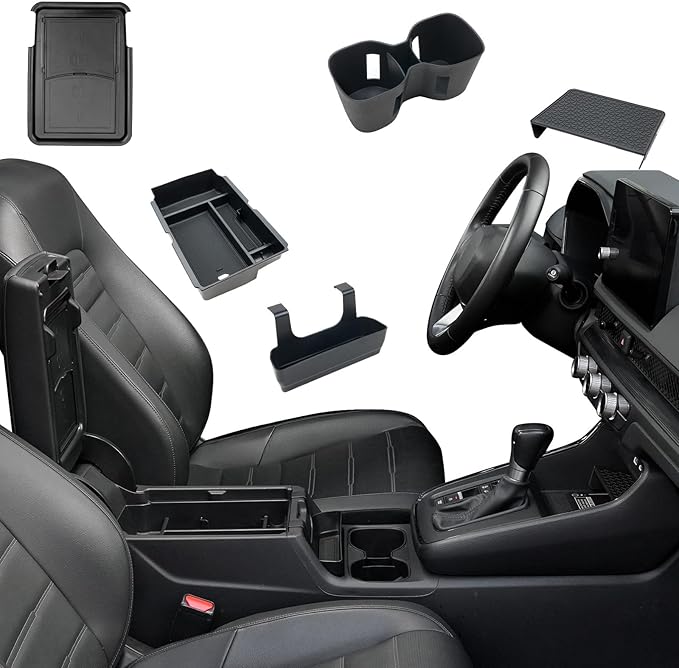 5PCS Center Console Organizer Tray for 2026 2025 2024 2023 Honda CRV Accessories, Armrest Storage Box and Drawer, Armrest Hidden Storage Box, Dashboard Organizer Tray and Cup Holder for Honda CRV
