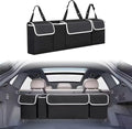 Car Trunk Organizer and Storage, Backseat Hanging Trunk Organizers and Storage, Waterproof Collapsible Cargo Large Bag with 4 Pockets, Car Interior Accessories for SUV, Truck (Black)