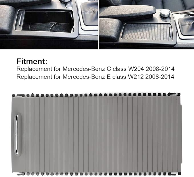 Center Console Roller Cover,Center Console Slide Roller Cup Holder Blind Cover A20468076079051 Replacement for Benz W204 W212(Gray)