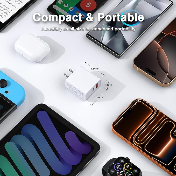 3 Pack Dual Port USB C Charger Block, 20W Power Delivery + QC3.0 USB A Double Port Fast Charging Brick for iPhone 14 15 16 17 Pro Max Plus SE X XS Cube, Quick Charge Plug Adapter (Blue)