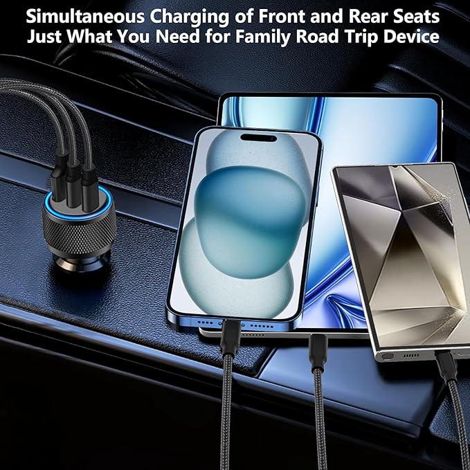 USB C Car Charger for iPhone 17, 2Pack BAOYUANDA 67W 3-Port USB-C & USB-A Fast Car Charger Cigarette Lighter Fast Charging for iPhone 17/16/15/14/13/12/Pro Max, iPad Pro, Galaxy, Google Pixel, Android