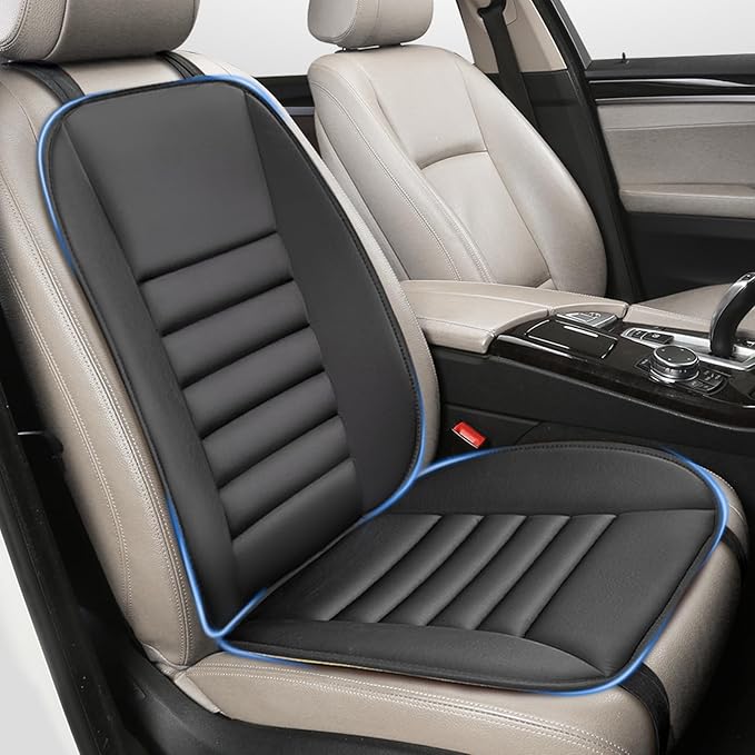 Car Seat Cushion with Back Support Pillow, 1.2'' Thick Enhanced Comfort Memory Foam Design for Pain Relief, Ideal for Drivers and Office Use - Ergonomic Lumbar Comfort for Long Sitting
