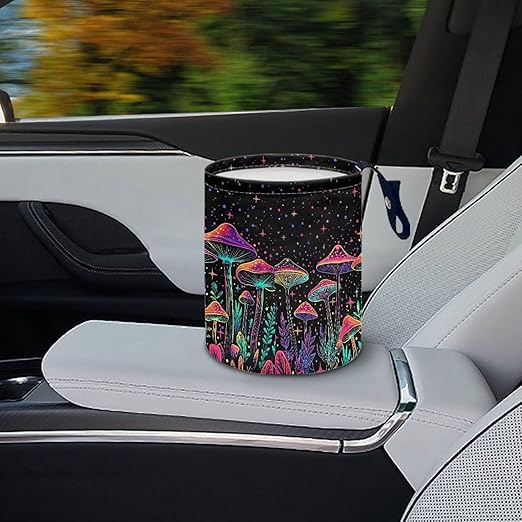 Brosoneto Colorful Mushroom Car Garbage Bin Car Trash Bin Car Trash Can Bags Collapsible Accessories Trash Can Rubbish Bin Garbage Bin Decoration Car Interior Universal