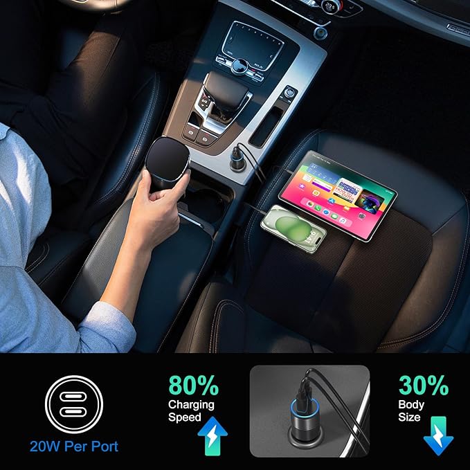 Car Charger Adapter 10 Pack, 65W Multi Port USB C & USB A Car Charger+40W Dual Port USB C Car Charger Cigarette Lighter USB Charger Plug for iPhone 16 15 14 13 12 11 Pad Pro