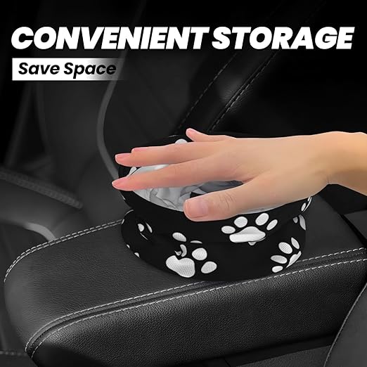 Dog and Cat Paw Print Car Trash Can Garbage Cans Foldable,Cute Hanging Car Organizer and Storage Bag Leak Proof, Auto Back Seat Trash Bin Universal for Truck, SUV, Outdoor Travel