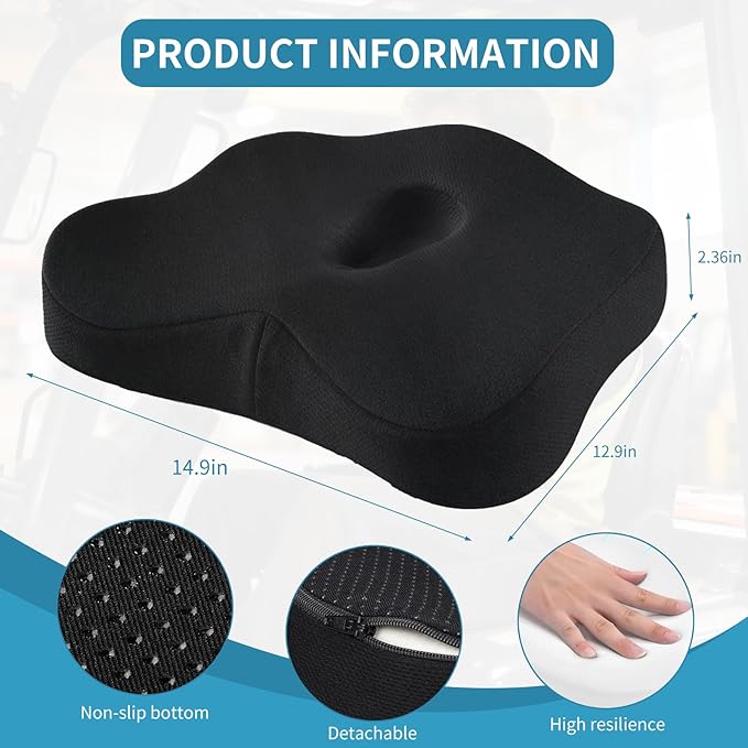 Forklift Seat Cushion, Memory Foam Seat Cushion, Pressure Relief Pad for Long Hours Operate Forklift, Extra-Dense Memory Foam for Soft Support, Ergonomic Accessories for Pain Relief