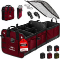 DURABLEZ XL Trunk Organizer 3-Section for SUV, Truck, Sedan, Van – Modular L-Shape Car Storage Box, Collapsible Auto Cargo Organizer with Dividers – Cherry