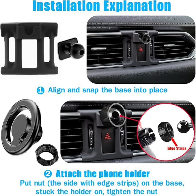 Car Phone Holder, Air Vent Phone Holder, Car Mount for Mazda CX5 2017-2024, Magsafe Magnetic Navigation Stand Fit for iPhone 17 16 15 14 13 12 Pro Max Plus Mini, Magsafe Case, All Phones