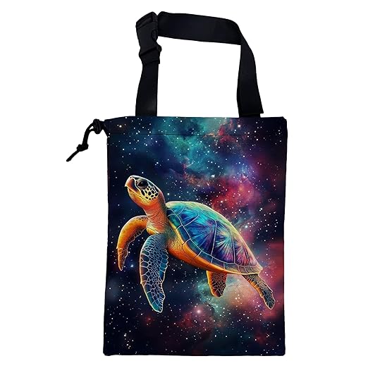 KXWQTRDD Colorful Galaxy Nebula Car Garbage Bag Sea Turtle Drawstring Car Trash Bag Hanging for Back Seat with Adjustable Buckle Canvas Vehicle Trash Can Easy-to-Install