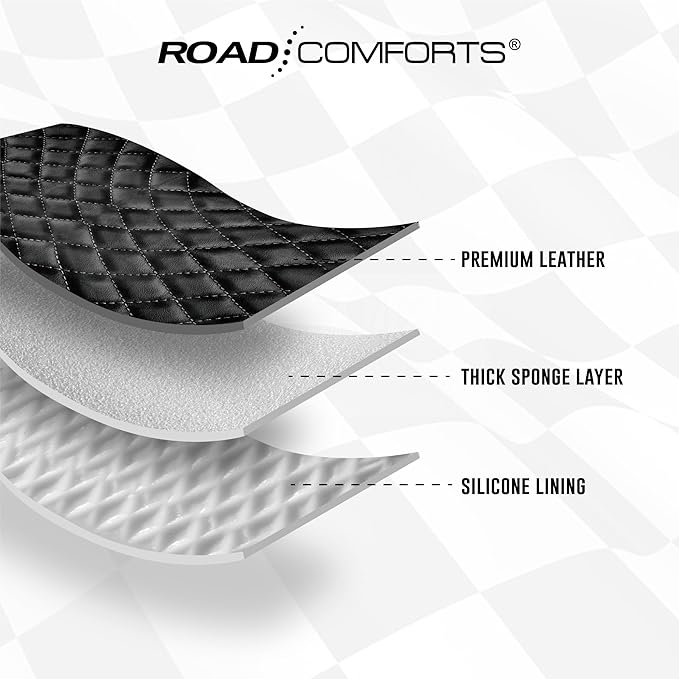 Road Comforts Leather Steering Wheel Cover – Black & Yellow, Universal Fit 14.5-15 Inch, Microfiber Leather, Anti-Slip & Breathable Design for Men and Women