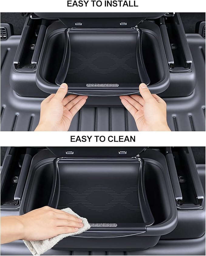 for Tesla Rear Trash Can Model Y Juniper Accessories 2025 2026 Center Console Organizer with Anti-Slip Lid Cover Model Y Floor Storage Box Garbage Bin Silicone Backseat Storage Box Black