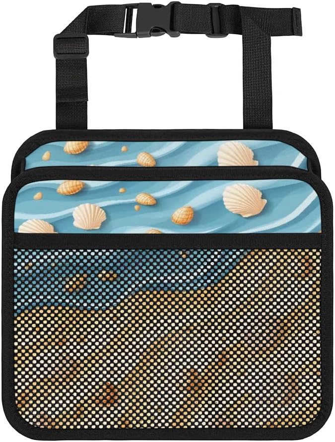 Beach Sea Shell Ocean Car Backseat Organizer PU Leather Automotive Back Seat Storage Bag Universal Hanging Garbage Box Travel Accessories Foldable