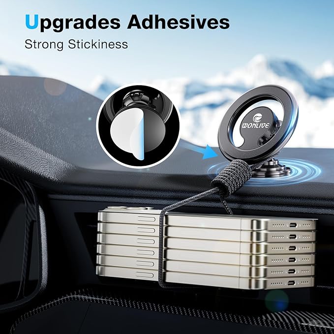 for Magsafe Car Mount, 2 in 1 Vent/Dashboard Magnetic Phone Holder - [44 Strong Magnets] Car Phone Holder Mount Fit iPhone 17 16 15 14 13 12 Plus Pro Max for Magsafe Case and Other Cellphone