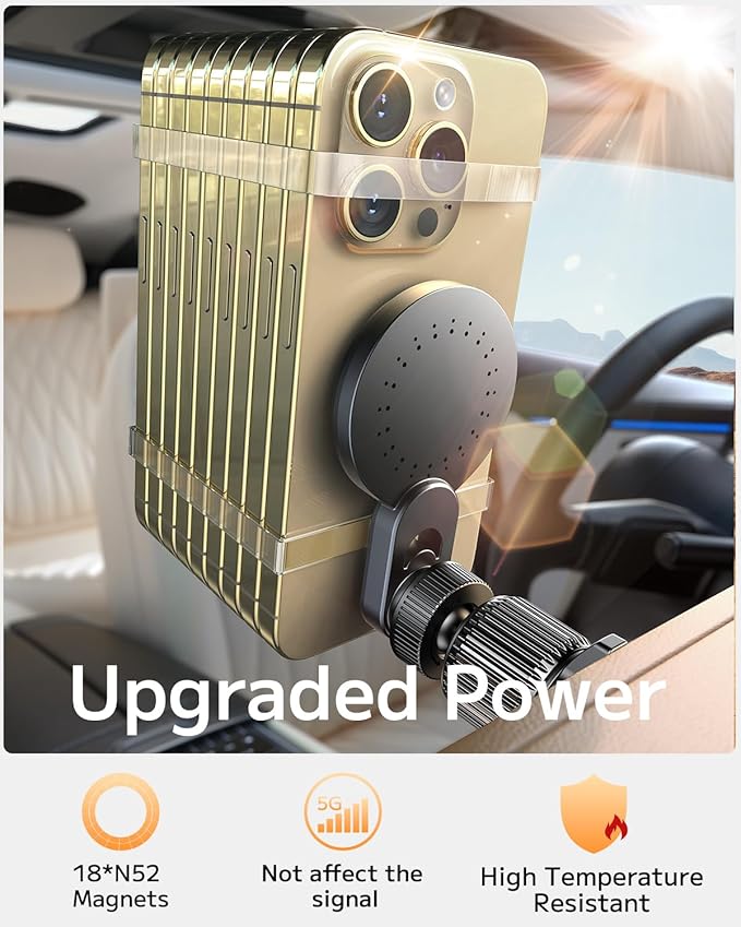 Qifutan for 15W Magsafe Car Mount Charger No Blocking of Air Vent Wireless Car Charger Automotive Accessories Magnetic Phone Holder for Car Fits for iPhone 15 14 13 12 Pro Max Android Smartphone