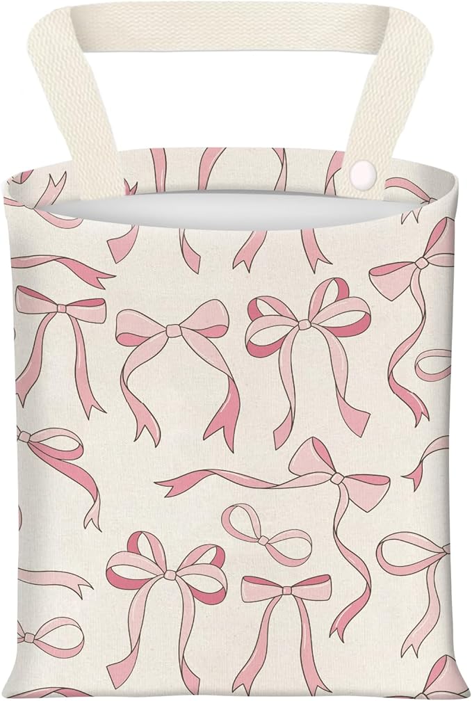 BEAKND Hanging Car Garbage Bag, Cute Car Trash Can Bag, Automotive Accessories for Women Men Cute Pink Bow