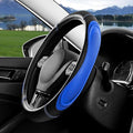 Blue Film Splicing Leather Steering Wheel Cover, Microfiber Leather, Anti-Slip, Breathable, Universal Fit for 14.5–15 in Steering Wheel Cover for Men Women