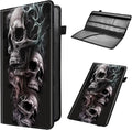 Mxfdegf Car Registration and Insurance Holder, Leather Car Glove Box Organizer, Cool Car Accessories for ID, Driver's License Cards & Essential Document,business cards,Men&Women,Skull/Black