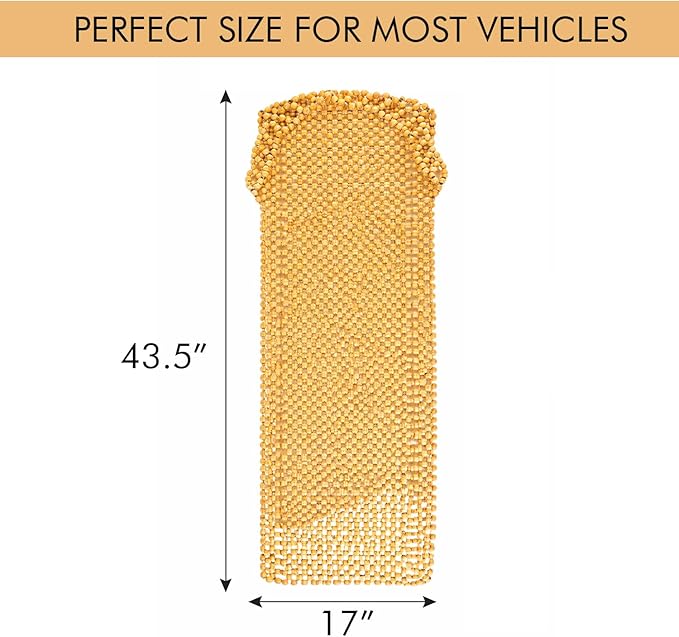 ZONETECH Beaded Car Seat Cover, Cooling Wood Bead Seat Cover, Breathable Semi Truck Seat Covers Massaging, Anti-Sweat and Back Support Features, Double Strung Universal Fit Natural Color 2-Pack