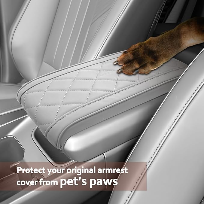 SKTU 2024 2025 2026 Santa Fe Center Console Cover Compatible with 2024-2026 Hyundai Santa Fe Armrest Cover Hyundai Santa Fe 2024 2025 2026 Accessories Santa Fe Hybrid Center Console Cushion (Beige)