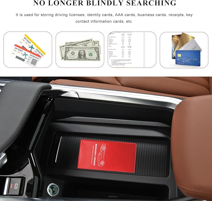 Car Registration and Insurance Holder, 9.56"×5.19" Glove Box Organizer Vehicle Document Holder, Waterproof Essential Driving License Wallet Case for Sedan Truck SUV (Glossy Large Car, Red)