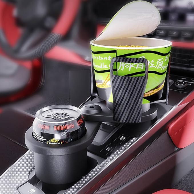 Adjustable Expandable Cup Holder for car Most Cars Trucks SUVs.-Car Cup Holder Expander fit cola Coffee Cups,2 in 1 cupholder Expander Compatible with Big Paper Bucket. (BJ-2380)