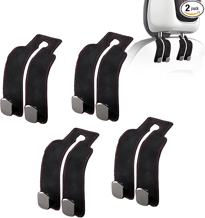 JinnEterri Car Purse Hook Purse Hook for Car Seats Headrest Car Seat Hooks,Heavy Duty Vehicle Organizer for Handbags, Groceries, Purses, Keep Car Tidy (Black, 4 Pack)