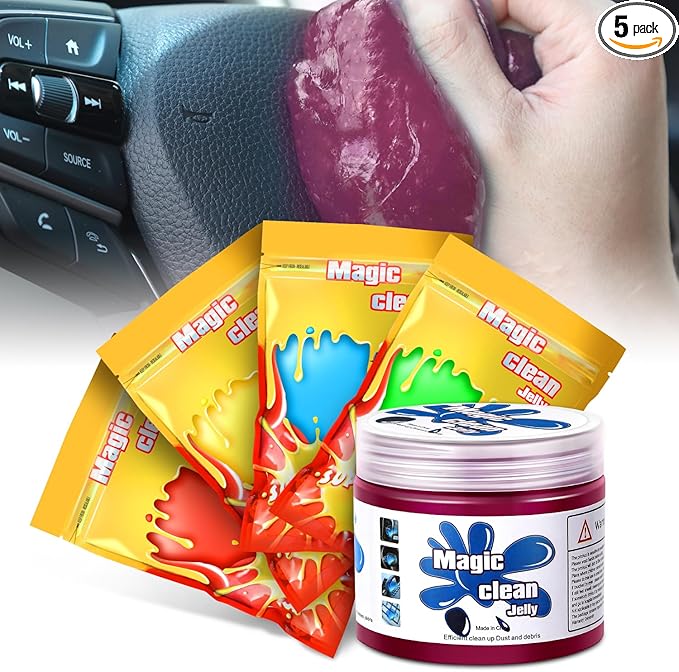 Auto Dynasty Car Cleaning Gel 5 Pack, Car Detailing Kit Cleaner Slime Putty Jelly, Car Interior Air Vent Dust Cleaner for Camera and Keyboard, Auto Detailing Tools Gifts for Men Women