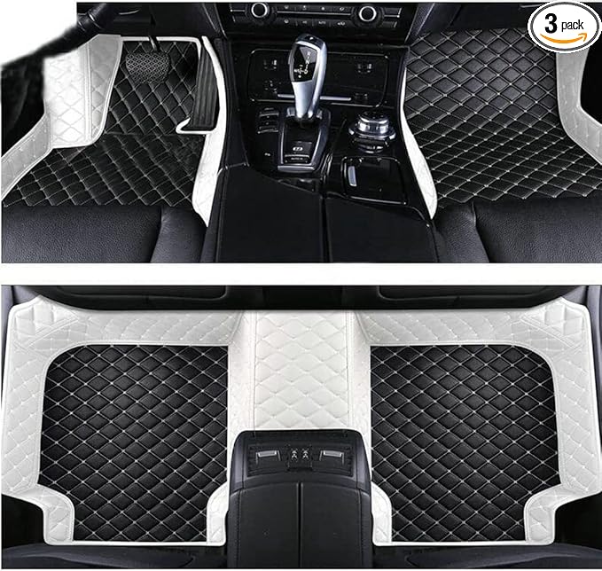 Floor Mats for Cars, All-Weather Mats, Waterproof Trim-to Fit Automotive Floor Mats for 99.9% Cars Sedan Trucks SUV, Custom Floor Liner Car Accessories (White Black Beige)