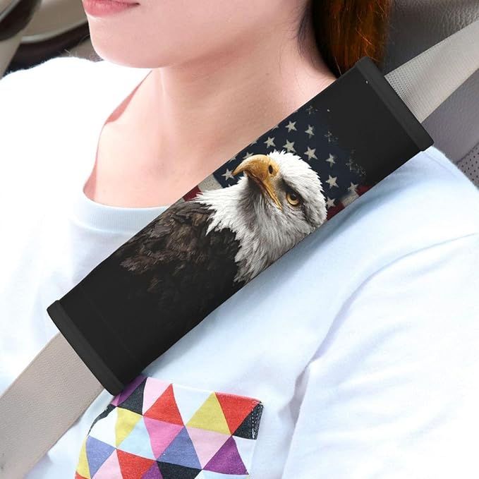 American Flag Steering Wheel Cover Elastic Non-Slip Car Steering Wheel Covers with Seat Belt Shoulder Pad for Women Men