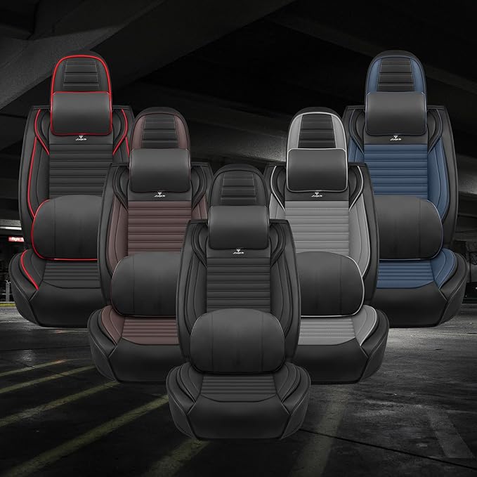 ARTIBY Seat Covers Full Set Custom Fit for Mitsubishi Outlander 2004-2025, Deluxe Waterproof Car Seat Cover, Breathable and Comfortable Leather Cushion Cover, Auto Interior Accessories (Black)