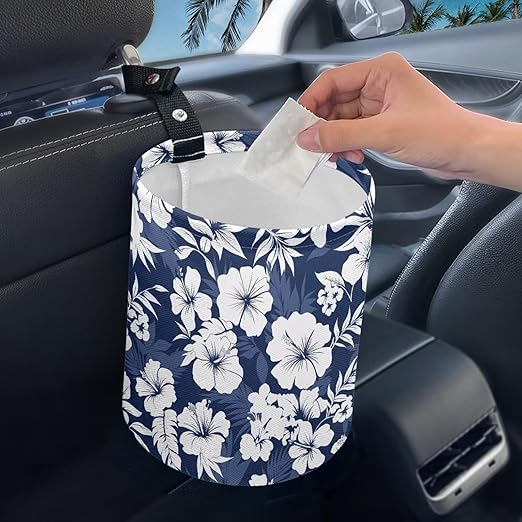 Brosoneto Hanging Portable Car Hibiscus Flower Multipurpose Car Accessories Interior Universal Collapsible Back Seat, Front Console, Floor, or Hanging Headrest Waste Basket