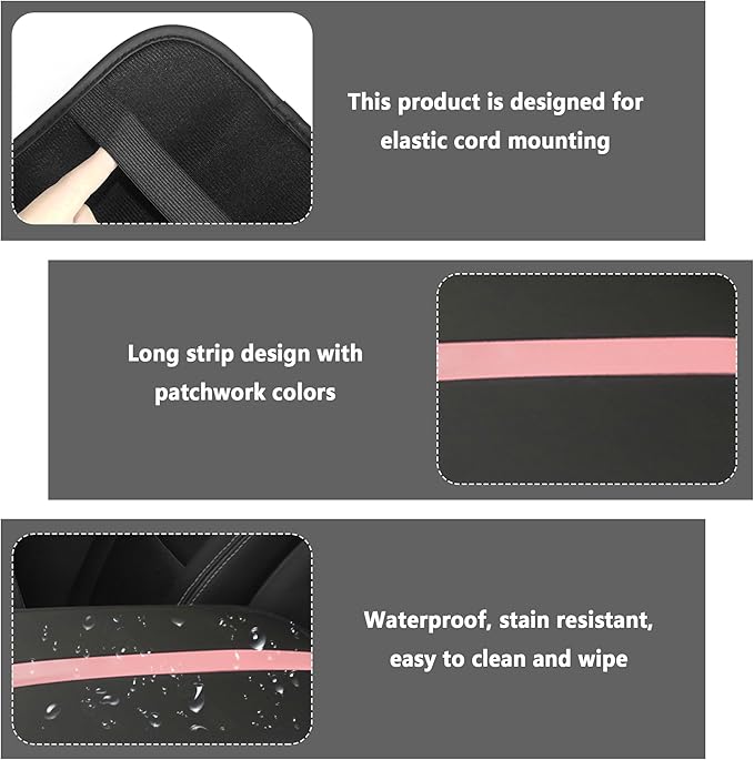 Car Center Console Cover,Leather Arm Rest Cover for Car Keep Scratches on Center Console,Striped Patchwork Middle Console Cover Car Accessories Interior for Most Vehicles (Black/Pink)
