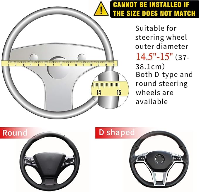 Car Steering Wheel Cover, 15 inch Carbon Fiber Microfiber PU Leather Elastic Steering Wheel Protector for Unisex, Anti-Slip Breathable Car Interior Accessories for Most Cars (Black)