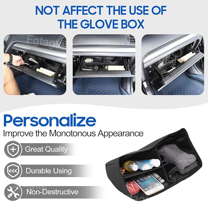 Glove Box Dividers Organizer Compatible with Subaru Forester 2013-2018, Foldable Glove Insert Box Organizer Bag, Oxford Cloth Car Organizer and Storage, Space Saving