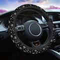 Swono Snowflakes Car Steering Wheel Covers Snowflakes On A Black Universal Fit 15 Inch Anti-Slip Steering Wheel Protector Cover Stretch-On Fabric Automotive Car SUV Sedans