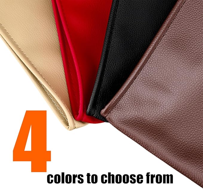 Hanging Car Trash Bag, Foldable Magnetic Garbage Can with Smart LED for Front Back Seat, Multi-Functional Waterproof Leather Rubbish Bag Storage Pocket, Car Accessories (Beige)
