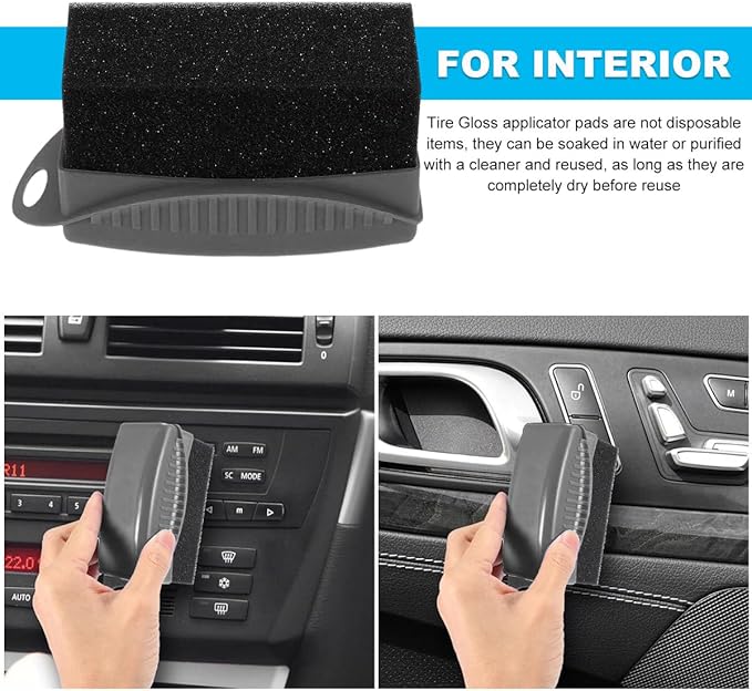 2 PCS Tire Shine Applicator, Flat Dressing Waxing Sponge Pads With Lid Cover, Reusable Polishing Cleaning Foam Applicators With Rectangular Box, Car Accessories (Gray)