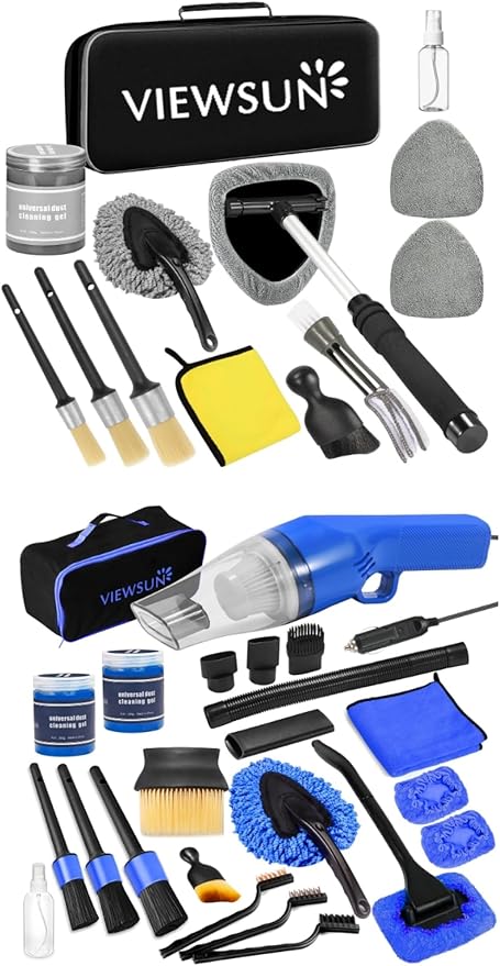 Viewsun Windshield Cleaner Tool 31 Pcs Car Interior Cleaning Kit, Car Detailing Kit Interior Cleaner, Car Detailing Brushes, Car Cleaning Gel, Inside Cleaning Supplies Accessories for Women Men