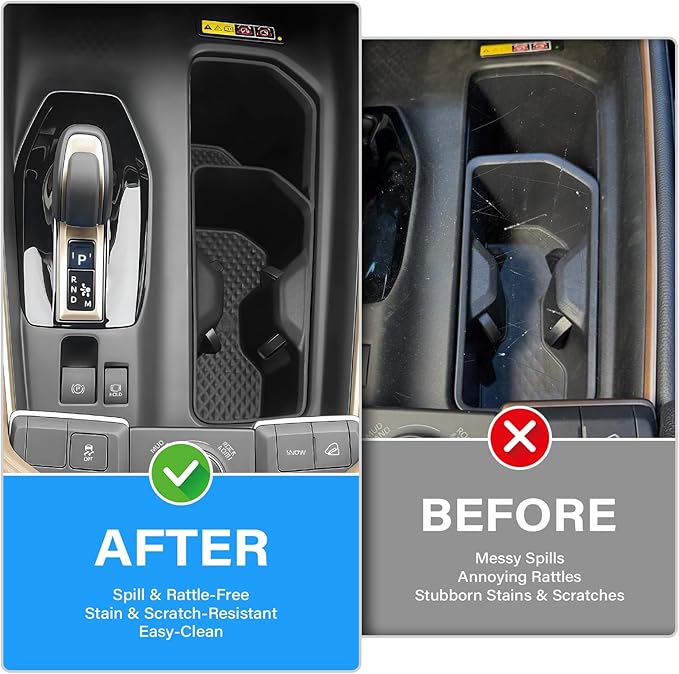 2-Pack Cup Holder Inserts for 2024 2025 2026 Toyota Grand Highlander Accessories, Spill-Proof, Rattle-Free, Scratch-Resistant TPE Center Console Liners Protector