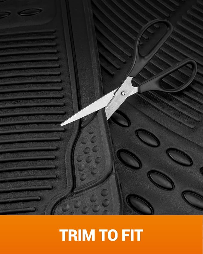 Sealight Rubber Car Floor Mats: Trim-to Fit Automotive Floor Mats for Cars Trucks SUV, Full Set Floor Liner for All Weather
