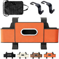 Car Organizer Back Seat, 2026 New 3 In 1 Car Backseat Organizer with Drink Cup Holder Tissue Box, Multifunctional Car Seat Back Storage Box for Hold Phone,Snacks, Drinks, Handbag (Orange)