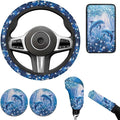 Blue Ocean Car Accessories for Men Women Cute Dolphin Steering Wheel Cover Car Armrest Cover Handbrake Coer Auto Interior Sets