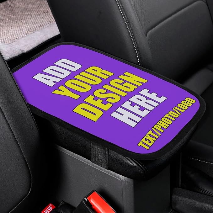 Custom Car Armrest Cushion Personalized Text Photo Logo Customize Auto Center Console Armrest Pad Cushion Universal Deco Pad Center Console Cover for Car Seat Handrail Box, Blue Violet