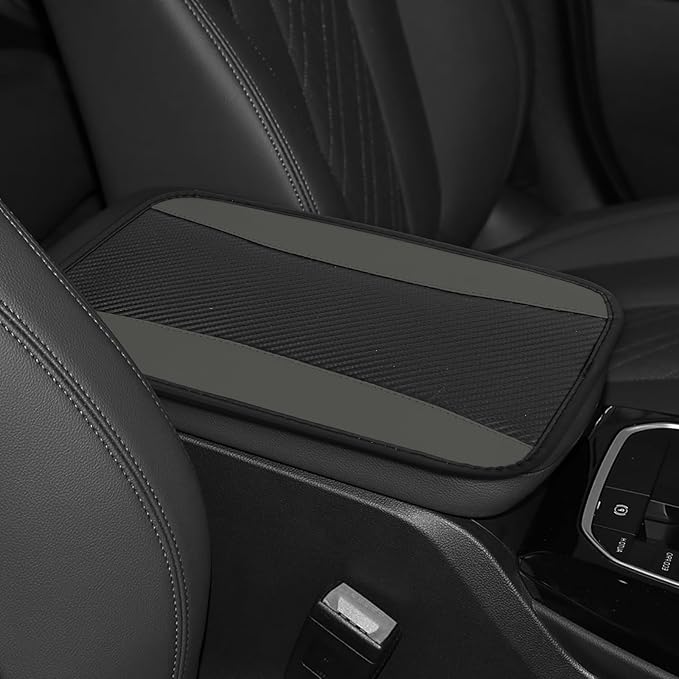 Hovom Car Center Console Cover, 12.72"×7.15" Leather Armrest Cover for Cars, Stylish Auto Armrest Cushion Pad, Anti-Scratch Vehicle Arm Rest Protector, Universal Interior Car Accessories (Gray)