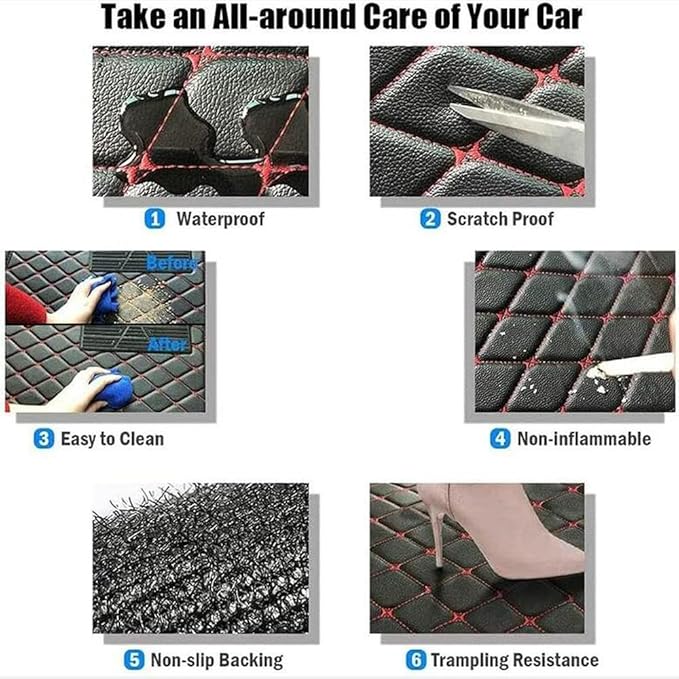 TREGOO All Weather Car Mats Custom Fit Non Slip Floor Mats for 1998-2025 Cars Personalized Leather Protection Pads Suitable for Men Women (Green)