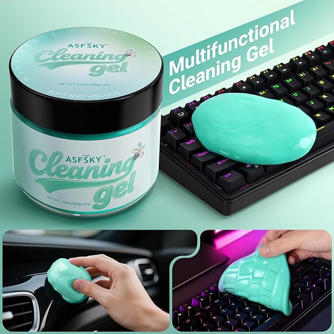 ASFSKY Car Cleaning Gel (Green,Magnolia) Cleaning Putty Universal Dust Cleaning Car Interior Cleaner Keyboard Dust Remover Car Slime Gifts for Women Girl Men（1 Pack）